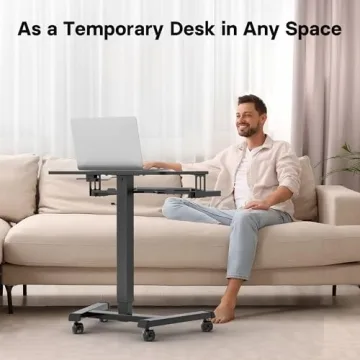 Height Adjustable Mobile Standing Desk with Keyboard Tray