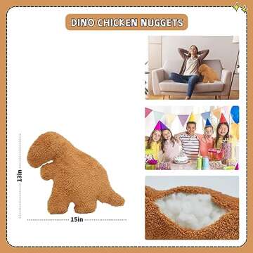 TVVPGG Dino Nugget Plush,15 in Dino Nugget Pillow Stuffed Toy, Funny Dino Chicken Nuggets Pillow Gif...