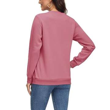 MAGCOMSEN Womens Winter Pullover Crewneck Sherpa Sweatshirt Warm Thick Sweatshirts Work Fleece Liner Sweatshirts Active Casual Sweatshirts Grey Pink, XX-Large