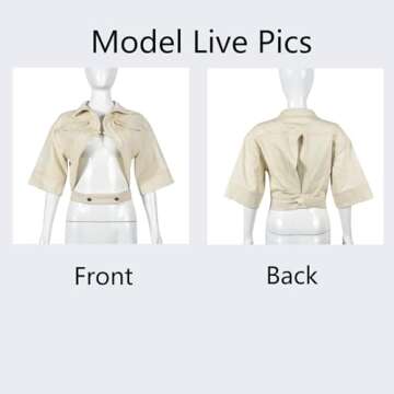 LEOROO Short Sleeve Lace-up Cropped Jacket for Women