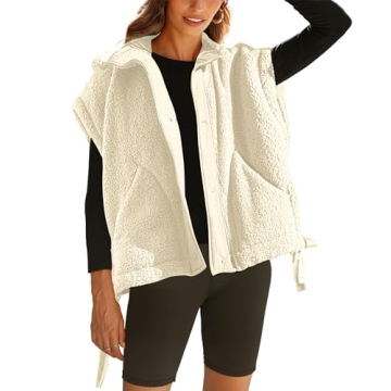 OPCAKM Women's Fuzzy Fleece Vest Oversized Sleeveless Sherpa Jacket Warm Button Down Gilet Outerwear...
