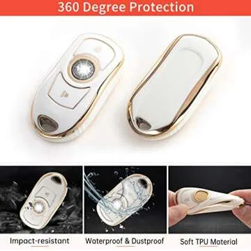 RUABIBAN Key Fob Cover Compatible with Buick, Soft TPU Key Case Protection Shell Fit for Buick Encor...