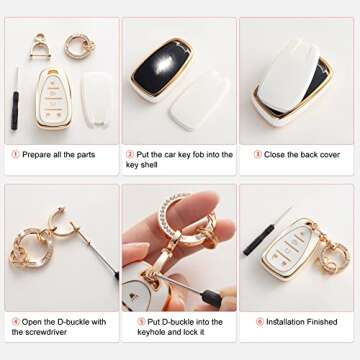 RUABIBAN Key Fob Cover Compatible with Buick, Soft TPU Key Case Protection Shell Fit for Buick Encore Enclave Envision