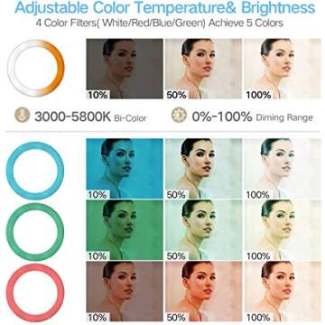 IVISII 19 inch Ring Light with Remote Controller and Stand ipad Holder,60W Bi-Color with 4 Color Sof...