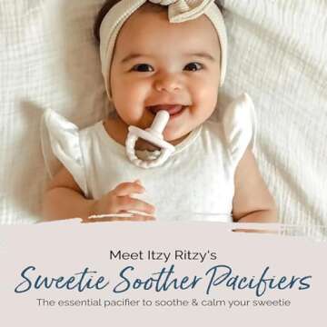 Itzy Ritzy Silicone Pacifiers for Newborn - Sweetie Soother Pacifiers Feature Collapsible Handle & T...