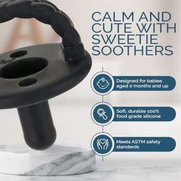 Itzy Ritzy Silicone Pacifiers for Newborn - Sweetie Soother Pacifiers Feature Collapsible Handle & Two Air Holes for Added Safety For Ages Newborn and Up, Coffee & Cream Set of 3 in White, Tan & Brown