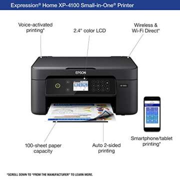 Epson Expression Home XP-4100 Wireless Color Printer with Scanner and Copier