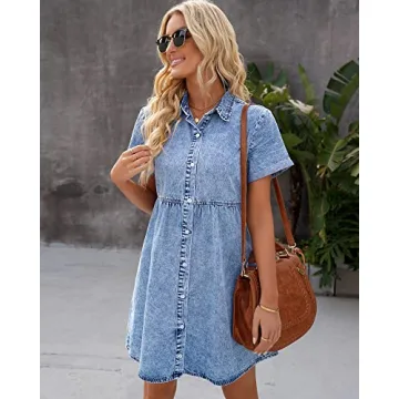 Stylish GRAPENT Blue Jean Dress for Women  | Comfortable Babydoll Style