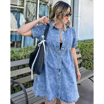 Stylish GRAPENT Blue Jean Dress for Women  | Comfortable Babydoll Style
