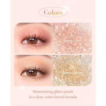 AMTS Webtoon True Beauty - 01 Some Love | Liquid Pink Gold Chunky Glitter Eyeshadow | Highlighter, K-Drama Korean Makeup, Highly Pigmented, Long Lasting Shimmer