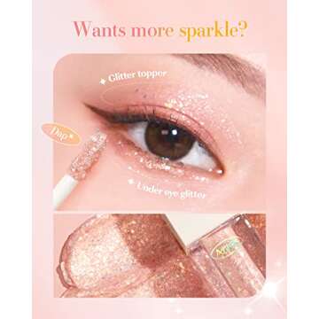 AMTS Webtoon True Beauty - 01 Some Love | Liquid Pink Gold Chunky Glitter Eyeshadow | Highlighter, K-Drama Korean Makeup, Highly Pigmented, Long Lasting Shimmer