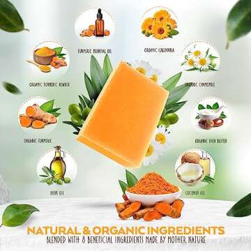 Turmeric Soap Bar for Body & Face - Made with Natural and Organic Ingredients. Gentle Soap – For A...