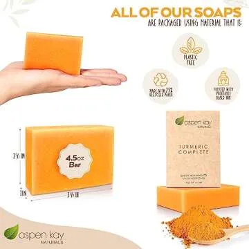 Turmeric Soap Bar for Body & Face - Made with Natural and Organic Ingredients. Gentle Soap – For All Skin Types – Made in USA 4.5oz Bar