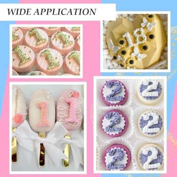 Silicone Fondant Molds, AIMEIKI 2 Pack 3D Silicone Number 0-9 Embossed Fondant Chocolate Baking Molds for Decorating Birthday Cake Candy Chocolate DIY Craft Projects
