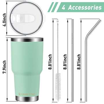 Umite Chef 20oz Tumbler Double Wall Stainless Steel Vacuum Insulated Travel Mug with Lid, Insulated Coffee Cup, 2 Straws, for Home, Outdoor, Office, Ice Drink, Hot Beverage