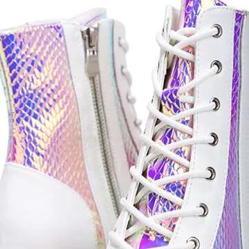 Cape Robbin Holographic Platform Ankle Boots for Women