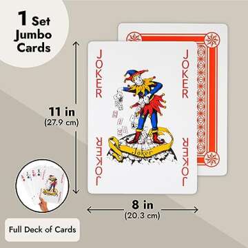 Juvale Extra Large Playing Cards - 8x11-inch Full Oversized Jumbo Print Deck for Poker, Bridge, Casino Game Nights, (54 Cards)