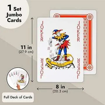 Juvale Extra Large Playing Cards - 8x11-inch Full Oversized Jumbo Print Deck for Poker, Bridge, Casino Game Nights, (54 Cards)
