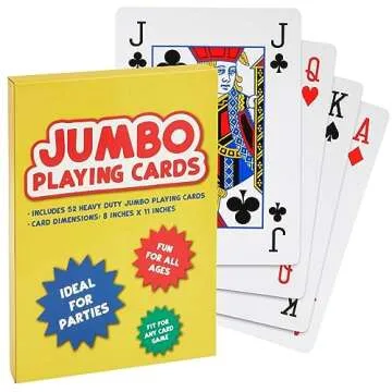 Juvale Extra Large Playing Cards - 8x11-inch Full Oversized Jumbo Print Deck for Poker, Bridge, Casino Game Nights, (54 Cards)