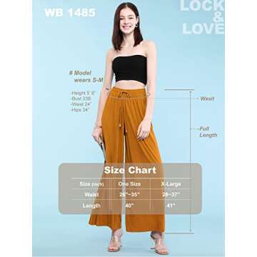 LL WB1485 Women's Stylish High Waisted Palazzo Pants
