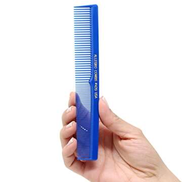 Allegro Combs 420 Hair Stylist and Barbers set hair cutting combs USA 6 Pc. (Royal Blue)