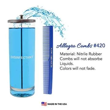 Allegro Combs 420 Hair Stylist and Barbers set hair cutting combs USA 6 Pc. (Royal Blue)