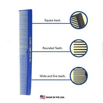 Allegro Combs 420 Hair Stylist and Barbers set hair cutting combs USA 6 Pc. (Royal Blue)