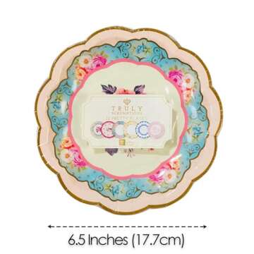 Talking Tables TS6-VINTAGE-PLATE Truly Scrumptious Tea Party Vintage Floral Paper Plates Small, Mixe...