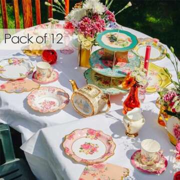 Talking Tables TS6-VINTAGE-PLATE Truly Scrumptious Tea Party Vintage Floral Paper Plates Small, Mixed colors