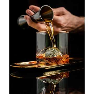 Whiskey Chilling Stones - Set of 6 Handcrafted Premium Granite Round Sipping Rocks - Hardwood Presentation & Storage Tray by R.O.C.K.S.