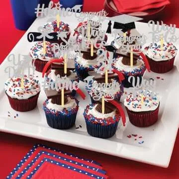 40Pcs Graduation Cupcake Toppers 2024 Silver Black Glitter Class of 2024 Graduation Cupcake Toppers,Diploma Grad Cap Cake Toppers Picks,Graduation Party Decorations 2024,Graduation Party Supplies