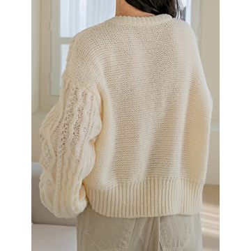 Cozy Milumia Women's Chunky Cable Knit Sweater in Beige