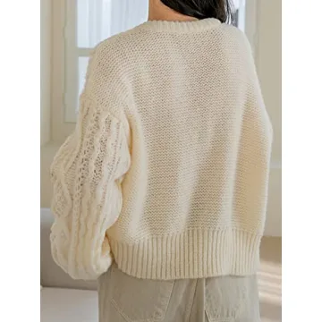 Cozy Milumia Women's Chunky Cable Knit Sweater in Beige