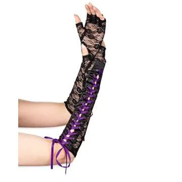 Pinup Doll Fingerless Lace-Up Gloves for Women