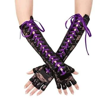 Pinup Doll Fingerless Lace-Up Gloves for Women