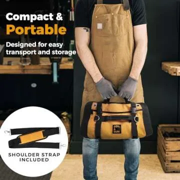 Soil & Sun Heavy Duty Tool Roll Bag Organizer - Travel roll up tool bag with 6 Zip Organizer Pouches - Compact Portable Tool Bags for Men, Contractors, Plumbers, Electricians - Man Gifts for Dad