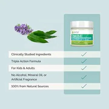 Puriya Chest Rub Cream Support for Congestion and Sinuses, Breathe Ease Balm, Plant Rich Active Formula, Eucalyptus Oil, Lavender, Tea Tree, Supports Sinus and Nasal Passages, Safe for Kids and Adult
