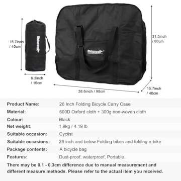 Rhinowalk Folding Bike Bag for 20/26 inch Folding BIkes - Waterproof Bicycle Travel Carrying Case Ou...