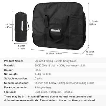 Rhinowalk Folding Bike Bag for 20/26 inch Folding BIkes - Waterproof Bicycle Travel Carrying Case Ou...