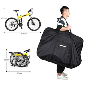 Rhinowalk Folding Bike Bag for 20/26 inch Folding BIkes - Waterproof Bicycle Travel Carrying Case Outdoors Bike Transport Bag for Cars Train Air Travel (Black 26inch)