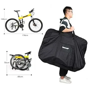 Rhinowalk Folding Bike Bag for 20/26 inch Folding BIkes - Waterproof Bicycle Travel Carrying Case Outdoors Bike Transport Bag for Cars Train Air Travel (Black 26inch)