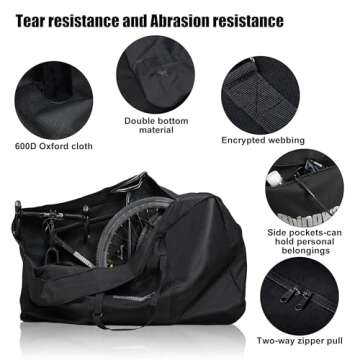 Rhinowalk Folding Bike Bag for 20/26 inch Folding BIkes - Waterproof Bicycle Travel Carrying Case Outdoors Bike Transport Bag for Cars Train Air Travel (Black 26inch)
