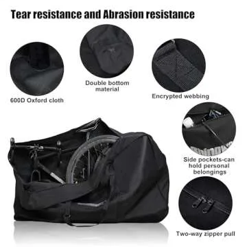 Rhinowalk Folding Bike Bag for 20/26 inch Folding BIkes - Waterproof Bicycle Travel Carrying Case Outdoors Bike Transport Bag for Cars Train Air Travel (Black 26inch)