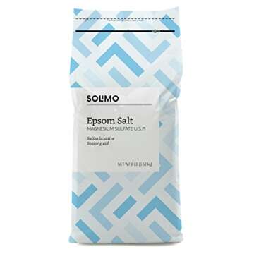 Amazon Brand - Solimo Epsom Salt Soak, Magnesium Sulfate USP, Unscented, 8 pound (Pack of 3)