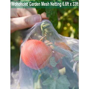 Wohohoho Garden Insect Mesh Netting 6.6ft x 32ft (2m x 10m), 1mm Ultra Fine Mosquito Netting Bug Net...
