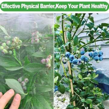 Wohohoho Garden Insect Mesh Netting 6.6ft x 32ft (2m x 10m), 1mm Ultra Fine Mosquito Netting Bug Netting Bird Netting Insect Barrier, 60 Mesh per Inch Plant Cover for Gardening Vegetables Fruits Tree