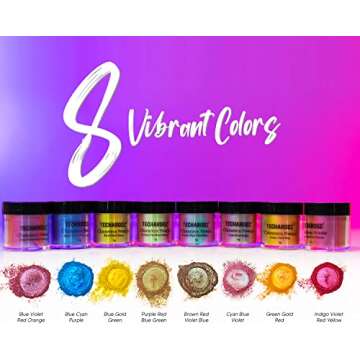 TECHAROOZ Chameleon Mica Powder 8 Color Shift Mica Powder, Holographic Glitter for UV & Epoxy Resin ...