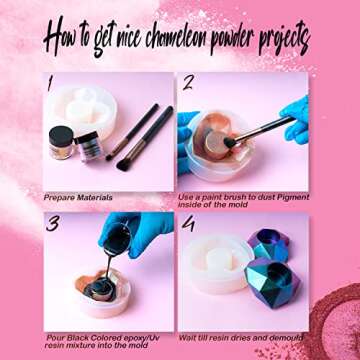 TECHAROOZ Chameleon Mica Powder 8 Color Shift Mica Powder, Holographic Glitter for UV & Epoxy Resin Supplies, Eyeshadow, Acrylic Paint, Nail Decor, Slime, Soap Making, Candles, Bath Bombs, Cosmetics