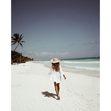 BUTTZO Women's Bikini Swimwear Beachwear Sexy Cover Up Tops Button Down Shirts Long Sleeve Blouse Bathing Suit