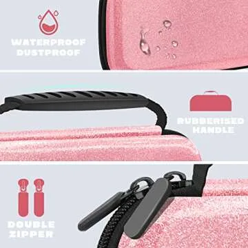 homicozy Glitter Carrying Case for Nintendo Switch & Switch OLED Console,Pink Hard Travel Case Shell Pouch for Nintendo Switch Console & Accessories,Protective Case Compatible with Nintendo for Girls